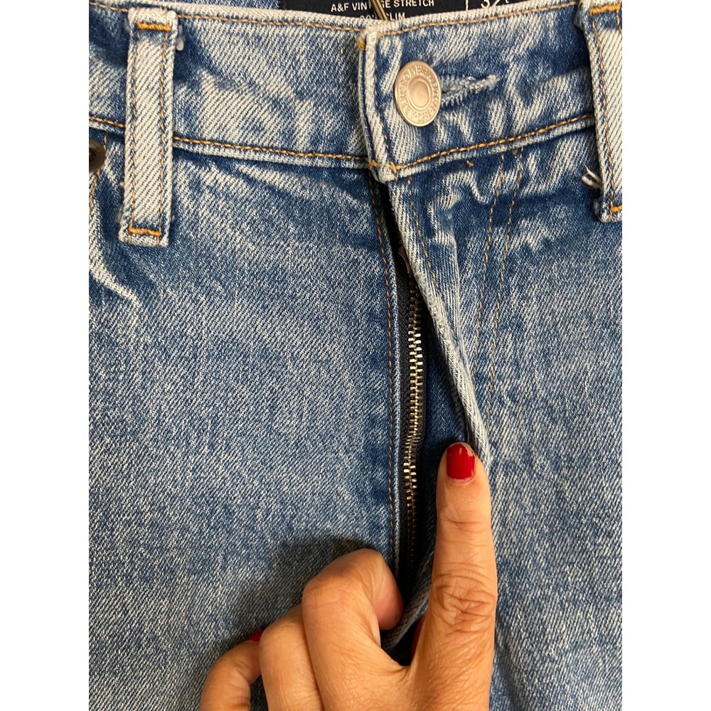 Abercrombie & Fitch 90s Slim Women's‎ Jeans Size 31 Vintage Stretch Light Wash - Picture 6 of 13